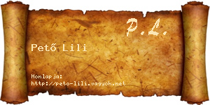 Pető Lili névjegykártya